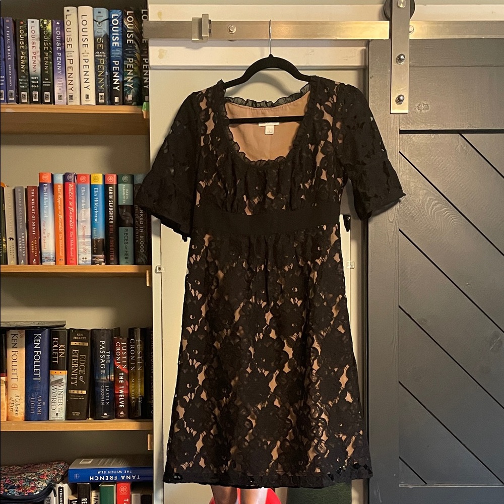 LOFT Black Lace Long Sleeve Dress